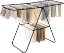 SONGMICS Clothes Drying Rack, with Sock Clips, Metal Laundry Rack, Foldable, Space-Saving, Free-Standing Airer, with 2 Height-Adjustable Gullwings, Indoor Outdoor Use, Black ULLR052B01 by TinyTreasures Baby Boutique
