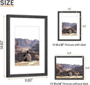 upsimples 11x14 Picture Frame, Natural Solid Wooden Picture Frames, Display 8x10 with Mat or 11 x 14 Without, Vertical or Horizontal Wall Hanging, 1 Pack, Black by CozyNest Decor