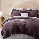King Comforter Set - 7 Pieces Ruffle Purple Bedding Sets, Shabby Chic Farmhouse Bed in a Bag King with Ruffle Comforter, Floral Sheets, Pillowcases & Shams by CozyNest Decor