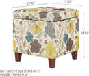 Adeco 18 Inch High Cube Ottoman Storage, Floral Printed Linen Chair Foot Stools, Upholstered Vanity Stool with Hinged Lid, Solid Wood Legs by CozyNest Decor
