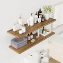 48" Floating Shelves for Wall, 12" Deep Slim Walnut Floating Shelves, Wall-Mounted Shelves for Bedroom, Living Room, Kitchen, Bathroom - Set of 2 by CozyNest Decor