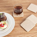 BCS Marble Coasters Set of 5 with Holder, Square Stone Drink Coasters for Coffee, Wine and Cocktails, Non-Slip Durable Cup Mats, Elegant Home, Bar & Kitchen Table Decor (Crema Beige) by CozyNest Decor