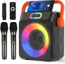 Karaoke Machine with 2 Wireless Microphones, Karaoke Machine for Adults & Kids, Portable Bluetooth Karaoke Speaker with Bass/Treble Adjustment, PA System, LED Lights, Supports TWS/USB/TF/REC/FM/AUX by TinyTreasures Baby Boutique