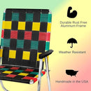 Lawn Chair USA Folding Aluminum Outdoor Patio Lawn Chair | Heavy-Duty Webbed Chairs for Camping, Sports, Beach, Yard & Tailgating | Lightweight Portable | High Back Beach Chair - Rasta Flag by GreenHaven Gardens