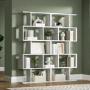 White 5-Tier Geometric Bookcase, S-Shaped Modern Bookshelf Set of 2, 62.6" Tall Room Divider Book Shelf, Decorative Display Shelf by CozyNest Decor
