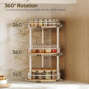 3-Tier Lazy Susan Organizer, Rotating Spice Rack, Spinning Organizer, Industrial Turntable Spice Rack Organizer for Cabinet, Kitchen Countertop, Pantry, White and Natural SR23WN by CozyNest Decor
