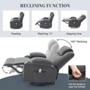 Oversized Swivel Rocker Recliner Chair with Heat and Massage, 360 Degree Swivel Rocking Single Sofa with Cup Holders and USB Port, Big Large Recliner Chair for Living Room (Fabric, Darkgrey) by CozyNest Decor