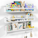 Heimlove Nursery Floating Shelves, White Nursery Book Shelves for Wall, 32 inch Wall Bookshelf for Kids Solid Wood Wall Mounted Shelves for Books,Toys and Decor Storage, Set of 3 by TinyTreasures Baby Boutique