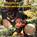 HANDLANDY Long Gardening Gloves for Men & Women, Cowhide Leather Rose Pruning Gloves, Breathable Thorn Proof Gauntlet Glove (Brown-Cowhide, M) by GreenHaven Gardens