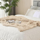 Esterra Chunky Knit Blanket Throw 50"x60", 100% Hand Knitted Chenille Throw Blanket, Cozy Soft Thick Cable Knit Throw Large Rope Knot Crochet Throw Blanket for Sofa Couch Bed, Sandshell/Oatmeal by CozyNest Decor