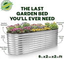 Galvanized Raised Garden Beds Outdoor // 8×2×2 ft Planter Raised Beds for Gardening, Vegetables, Flowers (Silver) // Large Metal Garden Box // Patented Tool-Free Design by GreenHaven Gardens