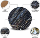Emerson Coasters for Drinks Absorbent – Natural Stone Drink Coasters Set with Holder, Coasters for Coffee Table, Wooden Tabletop Protection Marble Style – 100% Heavy Duty Set of 6 (Thunder) by CozyNest Decor