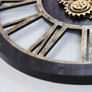 The Gears Clock 36'' Inch Real Moving Gear Wall Clock Vintage Industrial Oversized Rustic Farmhouse (Vintage Black Wood and Bronze) by CozyNest Decor