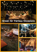 Brightown Outdoor Solar String Lights 34FT - LED G40 Pro Globe Patio Energy Saving with 11 Shatterproof Bulbs, 3 Light Modes Waterproof Hanging Lights for Christmas Outside Garden Backyard Party Decor by CozyNest Decor