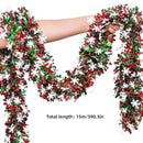 50 Feet Green Red Christmas Metallic Tinsel Twist Hanging Garland with Snowflake for Home Mantle Xmas Tree Staircase Railing New Year Holiday Party Indoor Outdoor Decorations（2 Pcs） by CozyNest Decor