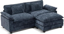 URRED Modular Sectional Sofa Comfy Cloud Couch, Modern Chenille Sofa Sleeper Deep Seat Couches with Ottoman/Pillows for Living Room (Blue, 82.6''- L Shape) by CozyNest Decor