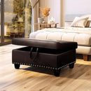 Ottoman Rectangular Storage Ottoman Bench, Faux Leather Footrest, Coffee Table, Stool Footstool with Hinged Lid for Living Room, Bedroom, Entryway, Brown, 28.5"x19"x17.5" by CozyNest Decor