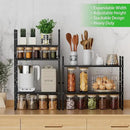 Expandable Cabinet Storage Shelf Stackable Organizer Rack for Kitchen Bathroom Pantry Spice Cupboard Countertop Home Office Desk Heavy Duty Nonslip Black Small 3 Pack by CozyNest Decor
