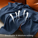 PHF 100% Cotton Waffle Weave Blanket King Size, Soft Lightweight Breathable Cozy Summer Blankets for Bed, Luxury Aesthetic Woven Bedding for Home Decor, 108"x90", Bright Navy Blue by CozyNest Decor