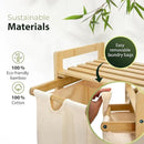 Laundry basket with wheels beige - Large Bamboo Laundry Sorter with Removable Cotton Bags - 3 Section laundry room organization - Durable, Eco-Friendly, and Stylish Storage Solution for Home by CozyNest Decor