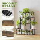 Bamworld Large Plant Stand Indoor, 9 Tier Tall Metal Plant Shelf for Multiple Plants, Tiered Flower Stand for Patio Garden Balcony Living Room Bedroom(Brown) by GreenHaven Gardens