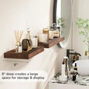 Fun Memories 16 Inch Floating Shelves - Deep Rustic Wooden Wall Shelves - Extra Deeper & Thicker Wall Mounted Storage Shelf for Bedroom, Kitchen, Farmhouse - 2 Pack, Rustic Brown by CozyNest Decor