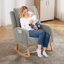 Rocking Chair Nursery, Upholstered Fabric Nursing Rocking Chairs with Lumbar Pillow, Modern Nursery Glider Rocker Morden Accent Rocking Chair for Mom Nursery, Living Room, Bedroom, Grey by TinyTreasures Baby Boutique