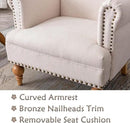chairus Linen Accent Chair for Living Room Set of 2 Upholstered Mid Century Modern Single Sofa Chair with Solid Wood Legs Comfy Reading Chair Armchair for Bedroom/Office Room/Recption/Lounge, Cream by CozyNest Decor