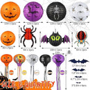 48 Pieces Halloween Decorations Paper Lanterns Pumpkin Skeleton Paper Lanterns 3D Bat Wall Stickers Spider Wall Hanging for Halloween Party Garden Bedroom Cobwebs Indoor Outdoor, 12 Inch and 8 Inch by GreenHaven Gardens