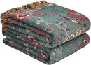 Boho Fall Throw Blanket for Bed，100% Ultra Cotton Soft Breathable Bed Throw Floral Printed Farmhouse Decor Rustic Bed Throws for Couch Sofa Quilt 80" x 90" by CozyNest Decor