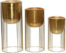 Deco 79 Metal Indoor Outdoor Planter Deep Recessed Dome Large Planter Pot with Elevated Caged Stand, Set of 3 Planters 24", 20", 16"H, Gold by GreenHaven Gardens