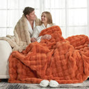 Cozy Bliss Faux Fur Throw Blanket for Couch, Fuzzy Soft Plush Thick Bubble Blanket for Sofa Bedroom Living Room, 60 * 80 Inches Burnt Orange by CozyNest Decor