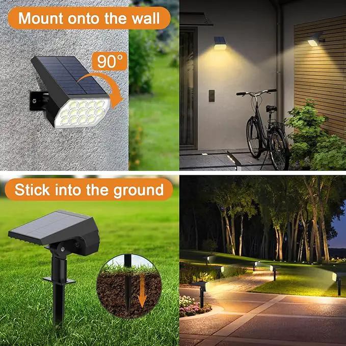 WELALO Solar Spot Lights Outdoor, [6 Pack/52 LED/3 Modes] 2-in-1 Solar Landscape Spotlights, Solar Powered Security Lights, Waterproof Wall Lights for Walkway Yard Garden Driveway(Warm White), photo 6 of 6