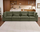 Oversized Modular Sofa, Extra Deep Cloud Chenille Sectional Couch with Ottoman Chaise, Fluffy Chenille 4 Seater Sofa for Living Room, Villa (Basic 4 Seater, Chenille Green) by CozyNest Decor