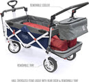 Creative Outdoor Wagon for Kids Push Pull Collapsible Stroller Folding Cart | Silver Series | Beach Park Garden & Tailgate | Navy Blue by GreenHaven Gardens