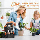 Garden Tool Set with Non Slip Rubber Grip,8 Piece Stainless Steel Gardening Tool Sets,Heavy Duty Outdoor Hand Tools Durable Storage Tote Bag,Uprooting Weeding Tool, Gifts for Women Men(Orange) by GreenHaven Gardens