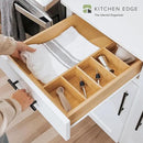 Premium Kitchen Utensils and Junk Drawer Organizer – Small 5-Compartment Design with 4 Removable Dividers, Non-Slip Feet, 100% Sustainable Bamboo by CozyNest Decor
