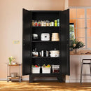 61" Tall Farmhouse Metal Pantry Cabinet, Kitchen Pantry Storage Cabinets with 2 Barn Door and Adjustable Shelves,Metal Pantry Storage Cabinet,for Kitchen,Laundry Room,Home Office,Kids Room (Black) by CozyNest Decor