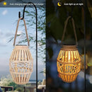 pearlstar Outdoor Solar Lanterns Light Rattan Natural Lantern with Handle for Hanging or Table Lamp for Patio Yard Garden Wedding Home Decoration, Edison Bulb, Auto on/Off (Style3) by GreenHaven Gardens