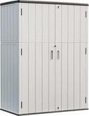 HOMSPARK Outdoor Storage Shed Weather Resistance, Patio Storage Cabinet Lockable Resin Tool Shed for Storage of Bike, Trash Cans, Garden Tools (Light Gray, 66 Cu.ft) by GreenHaven Gardens