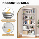 66" Tall Metal Bookcase, 5 Shelf White Bookcase with Adjustable Shelves, Large Bookshelves and Bookcases, Modern Book Shelf Storage Organizer for Living Room, Home Office, Library by CozyNest Decor