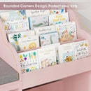 HOSTACK 67" Kids Reading Nook with Bench, Kids Bookshelf and Bookcase with Seat Cushion and 6 Storage Cubbies, Toy Storage Box on Wheels, Toy Chest for Playroom, Bedroom, School, Pink by TinyTreasures Baby Boutique
