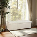 BELLEZE 47 Inch Storage Ottoman, Faux Leather Storage Bench Bedroom Bench with Safety Close Hinge, Ottoman with Storage for Living Room, Entryway, Hallway, Foot Rest, Support 300lbs - Cream by CozyNest Decor