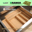 Stack Bamboo Drawer Organizer Set of 5, Kitchen Utensil, Flatware&Silverware Organizer-Wood Laminated Stackable for Kitchen, Bedroom, 13.4''x4.5''*2+10.2''x3.3''*2+10.2''x6.7''*1 by CozyNest Decor