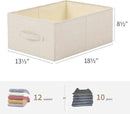 Linen Folding Storage Bins, 3 Pack Large Storage Baskets, Washable, Clothing Storage Bins with Handle, Closet Organizer for Storage Sweater,Sheets(Beige, 18½"x13½"x8½") by CozyNest Decor
