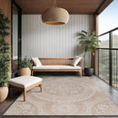 Medallion Outdoor Rug 6x9 Washable Outside Carpet for Indoor Patio Porch Waterproof Easy Cleaning Non Shedding Area Rugs Beige 6 x 9 by CozyNest Decor