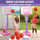 SUPER JOY Toddler Pink Basketball Hoop for Kids 1-3,2-4 5 Years Old, Adjustable Mini Hoop Set for Indoor Outdoor Play, Portable Basketball Goal Sports Toys for Little Boys Girls Birthday Gifts by TinyTreasures Baby Boutique