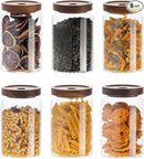 Kanwone Glass Storage Containers Set of 6, 28 Ounce Airtight Food Storage Containers with Bamboo lids, Clear Glass Jars for Pantry, kitchen, Flour, Sugar, Tea, Coffee, Snack, Cookies, Spice and Herbs by CozyNest Decor