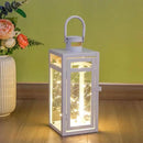 TRIROCKS Stainless Steel Decorative Lantern 12'' High Metal Candle Holder with Clear Glass Panels Perfect for Home Decor Living Room Parties Events Tabletop Indoor Outdoor (White) by CozyNest Decor
