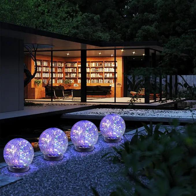 Solar Globe Lights Outdoor Waterproof-Solar Balls-Solar Garden Lights-Solar Orbs for Outside 4 Pack Cracked Glass Ball for Lawn Patio Yard Backyard Decorations, DS-XBQ-1-1-1, photo 6 of 7